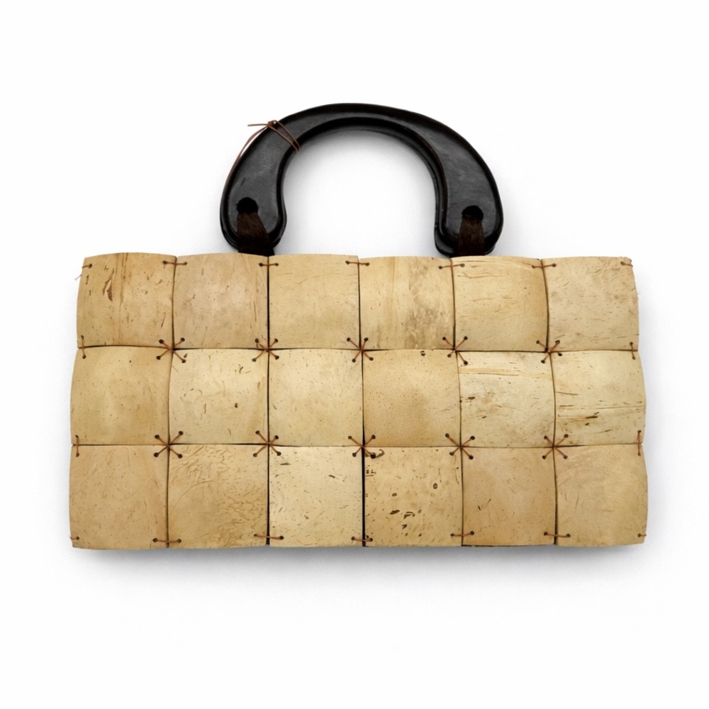 YOA Coconut Shell Clutch Purse Natural Beach Coastal